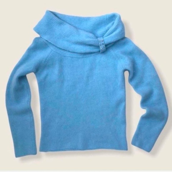 Vintage Y2K twiggy blue fluffy angora rabbit sweater M